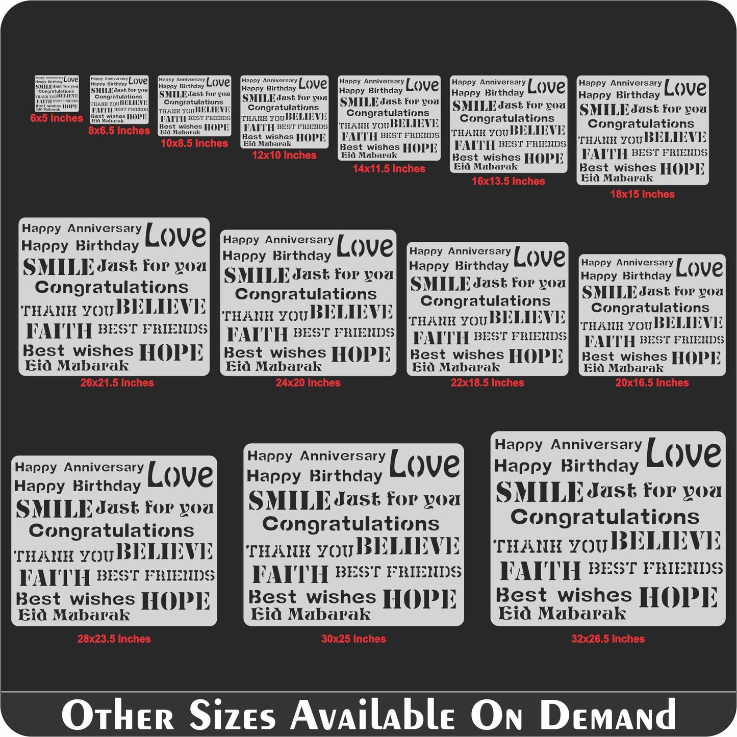 Mixx Wishes Words Reusable Stencil For Canvas And Wall Painting.ID#142