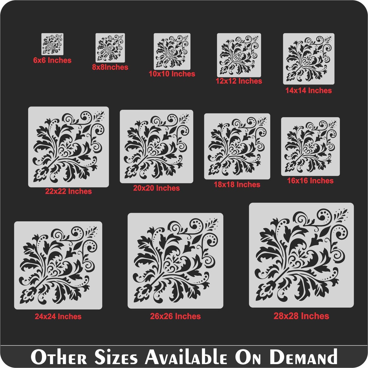 Damask Motif Reusable Stencil for Canvas and wall painting.ID#151