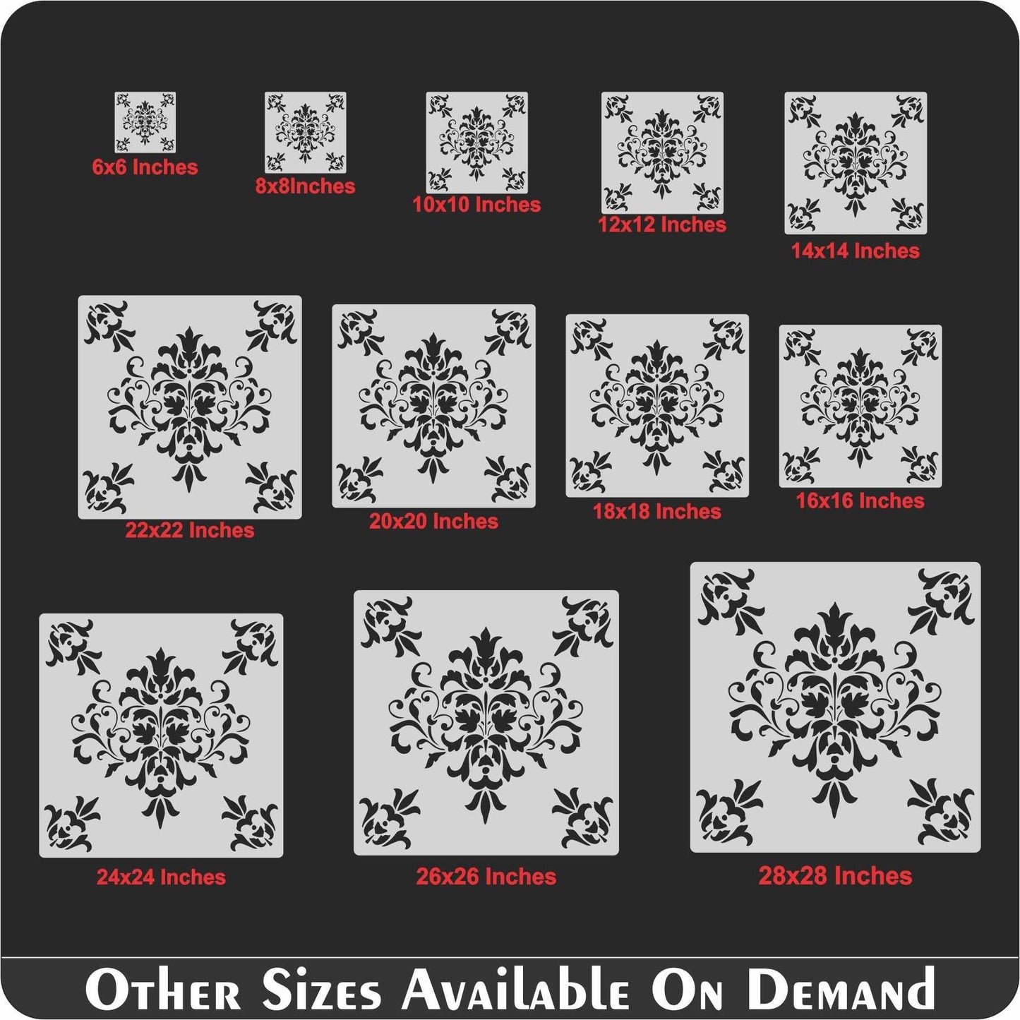 Damask Motif Reusable Stencil for Canvas and wall painting.ID#152