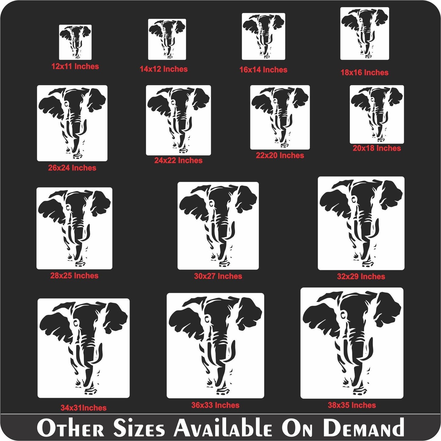 Elephant Reusable Stencil For Canvas And Wall Painting.ID#196