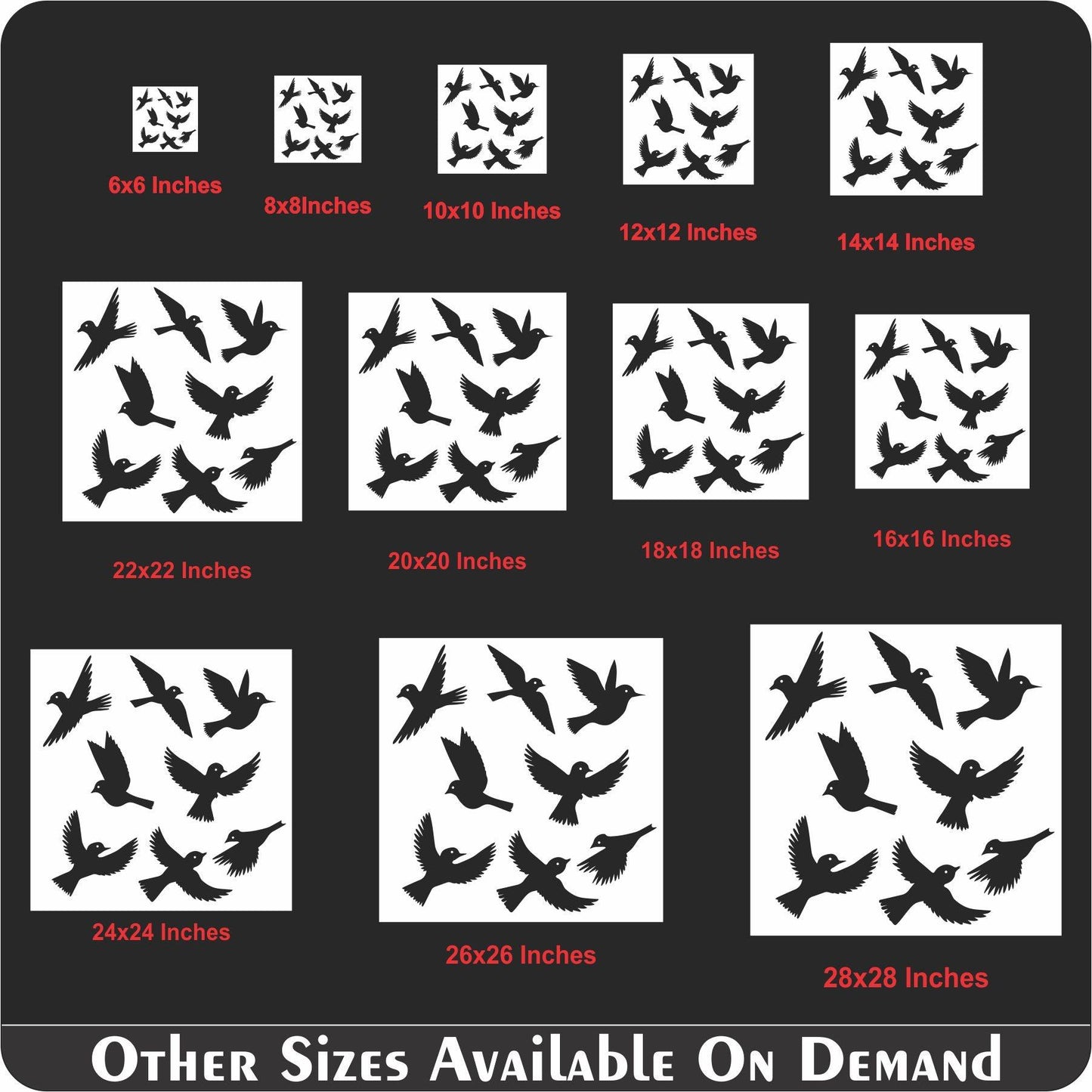Flying Birds Reusable Stencil For Canvas And Wall Painting.ID#206