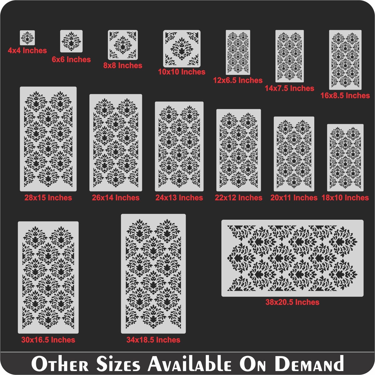 Crest Damask Reusable Stencil For Canvas And Wall Painting.ID#216