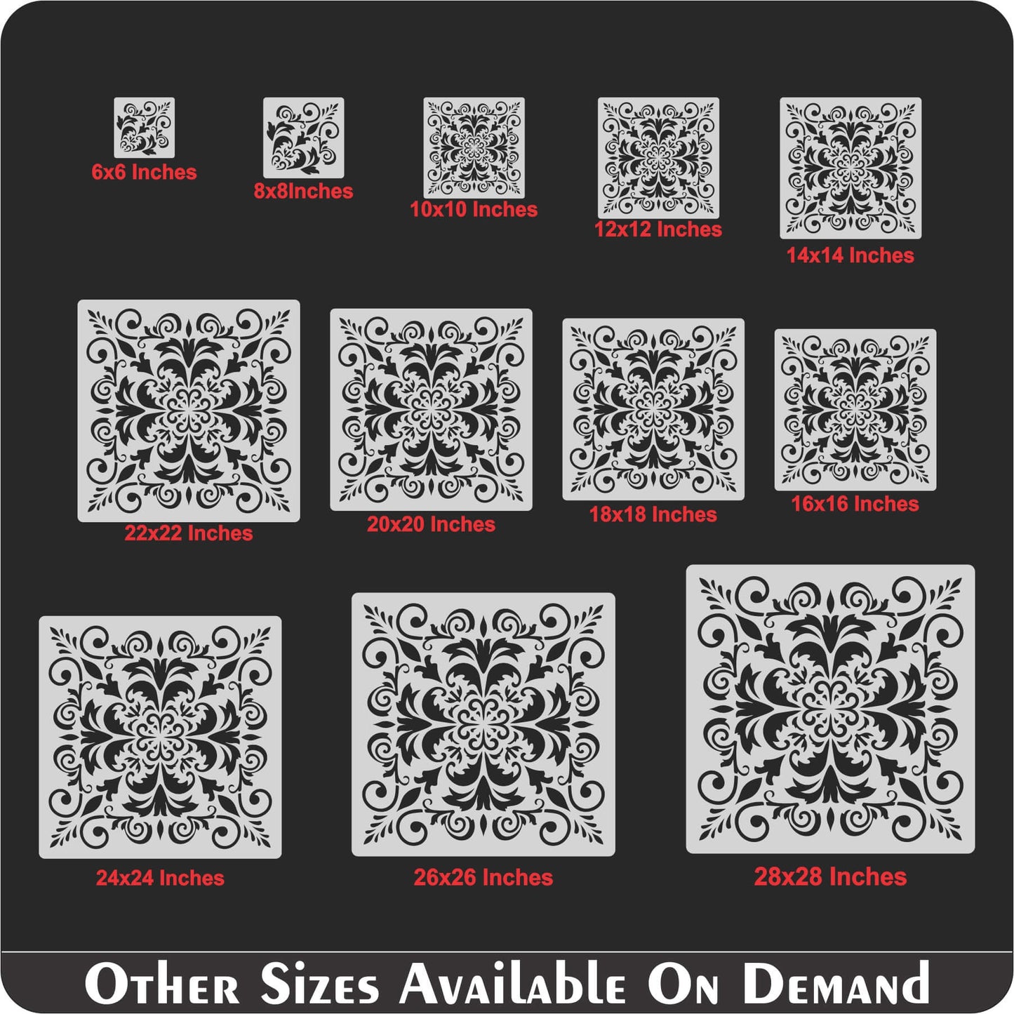 Motif Damask Pattern Reusable Stencil For Canvas And Wall Painting.ID#234