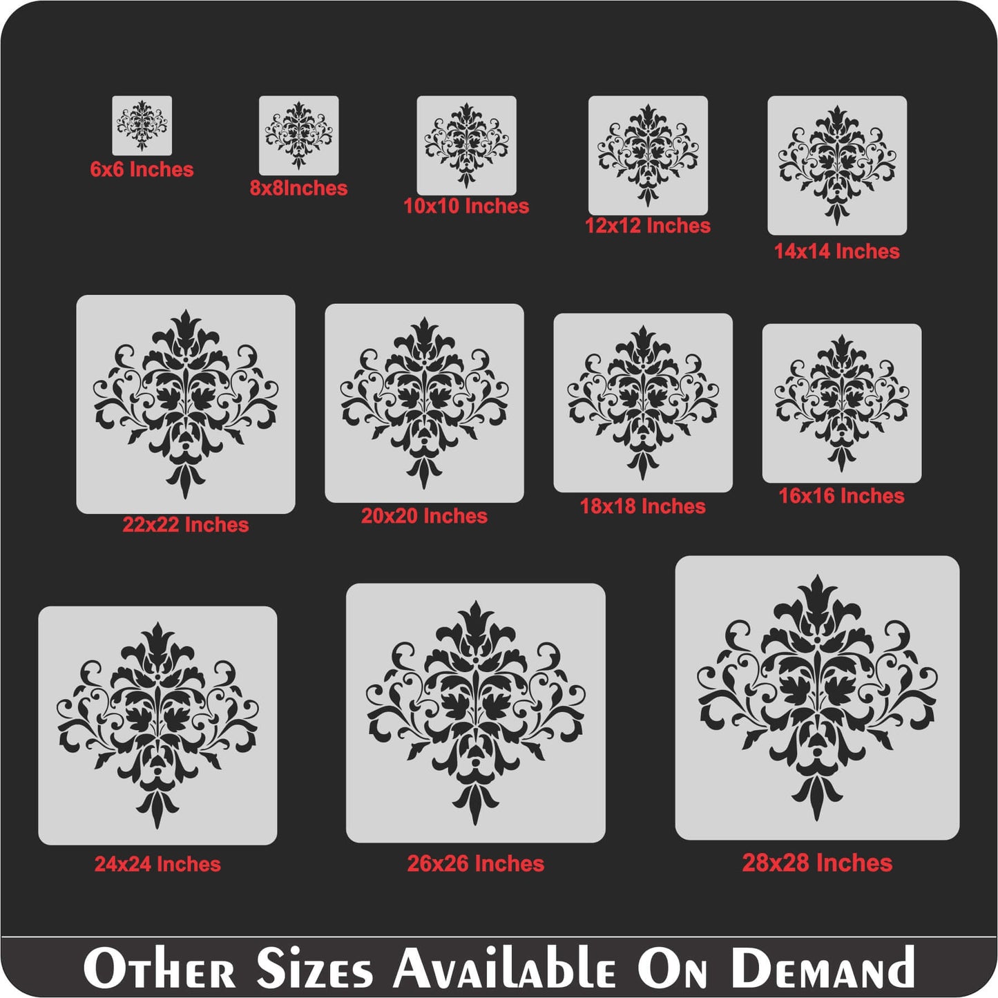 Damask Floral Allover Pattern Reusable Stencil For Canvas And Wall Painting.ID#239