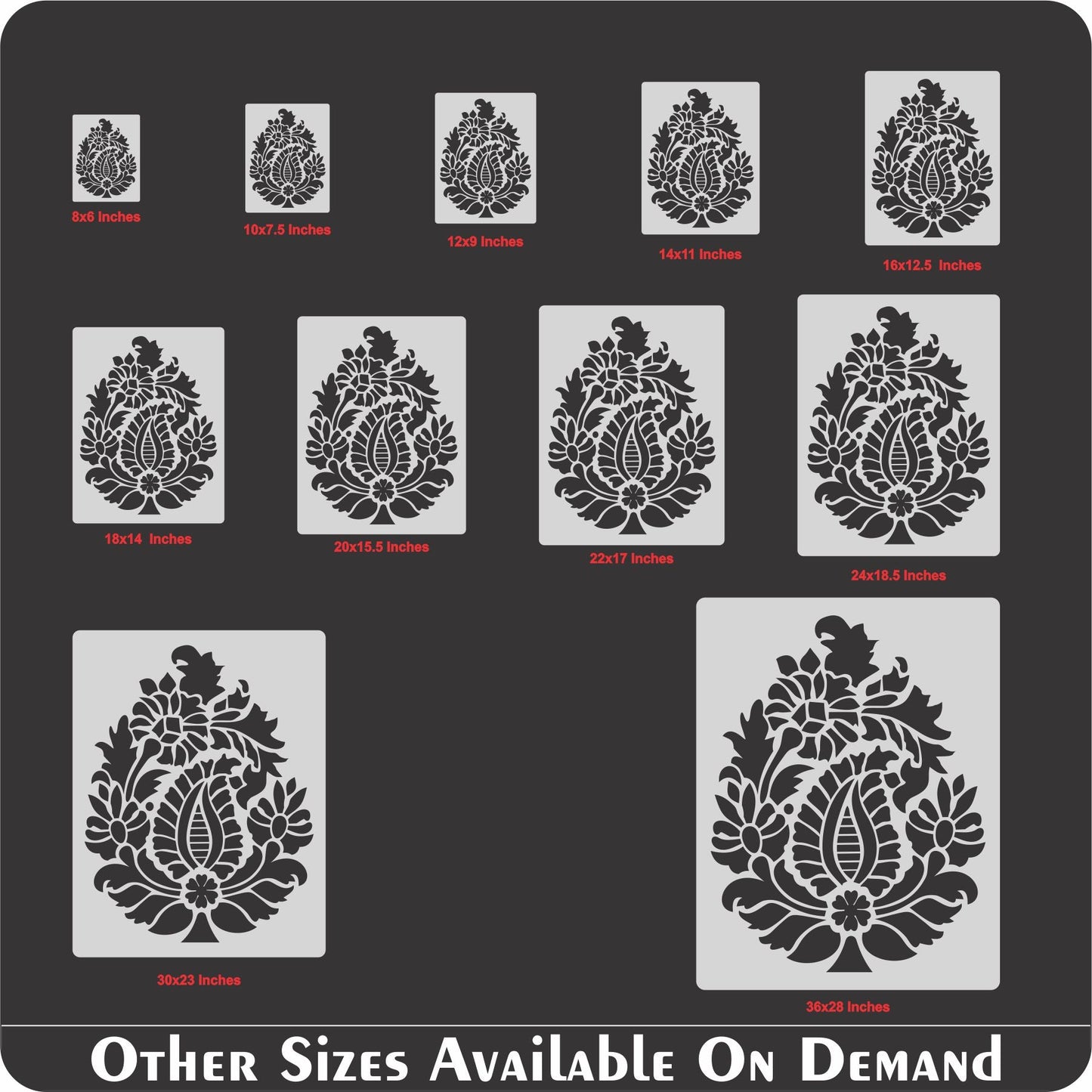 Pear Paisley Damask stencil Reusable Stencil For Canvas And Wall Painting. ID #327