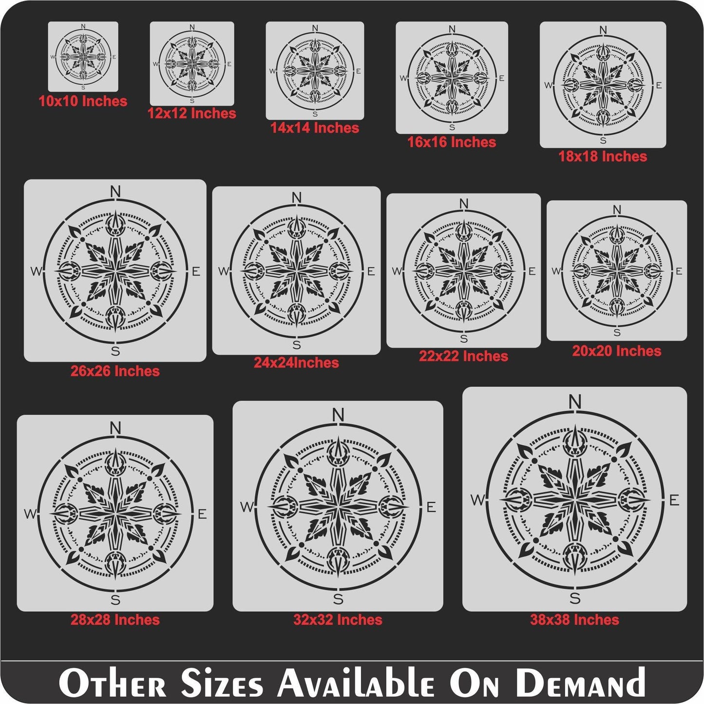 Compass Mandala Reusable Stencil For Canvas And Wall Painting