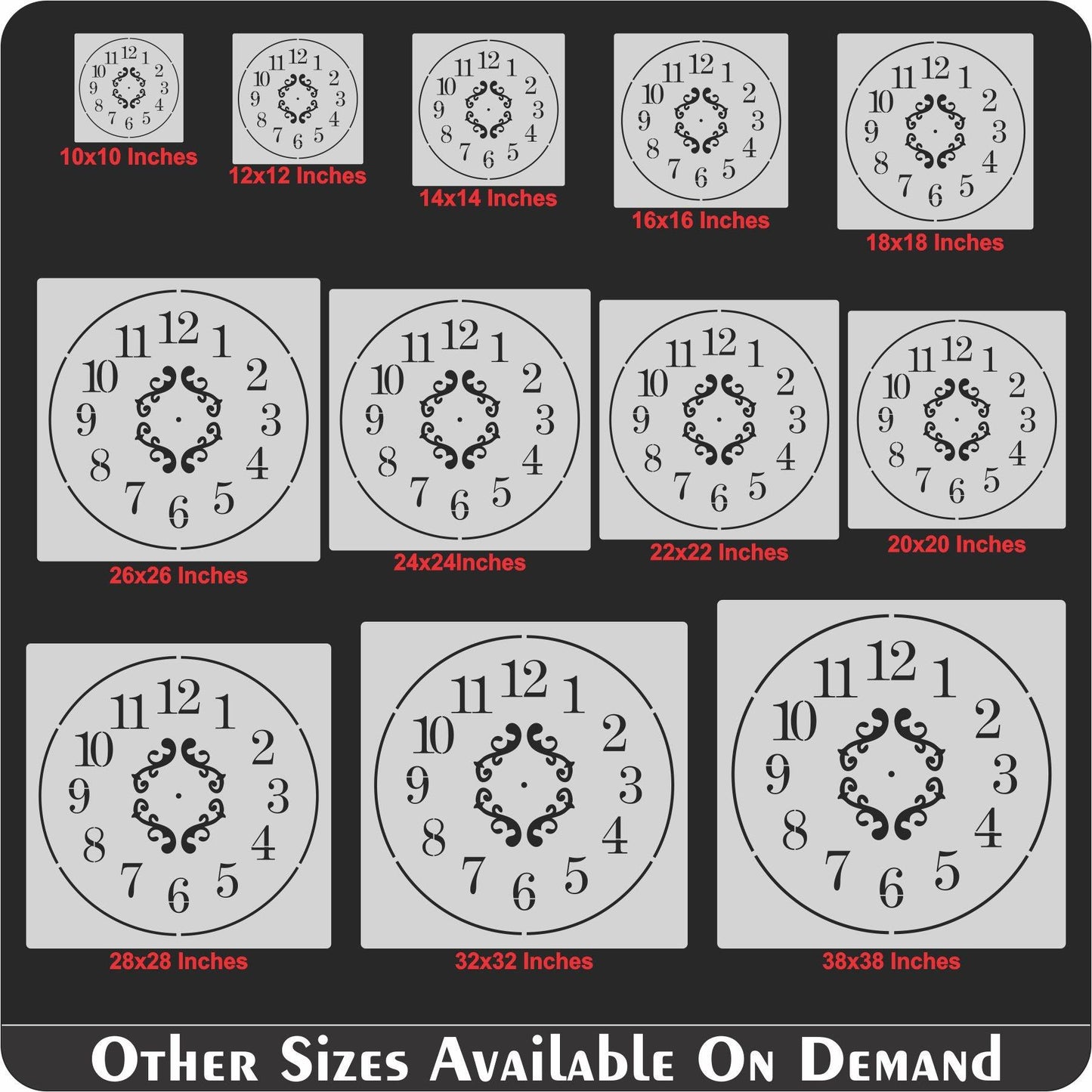 Clock Reusable Stencil For Canvas And Wall Painting