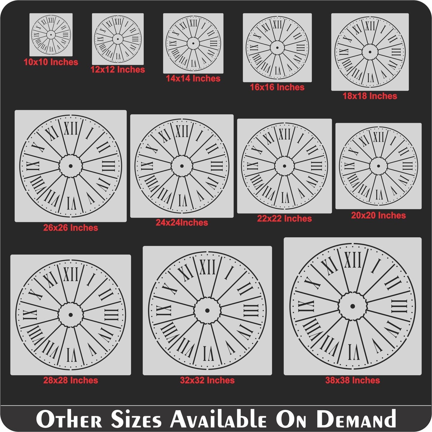 Clock Reusable Stencil For Canvas And Wall Painting