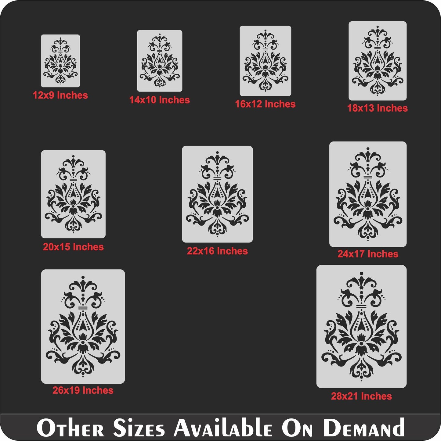 Damask Reusable Stencil Used for Tile, Wood, Floor, Wall. ID #499