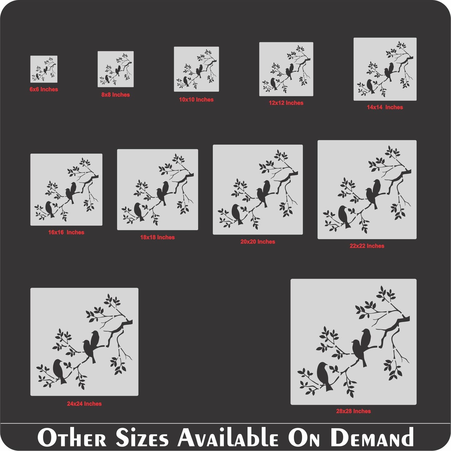 Birds On A Branch Wall Stencil Used for Wall, Wood, Fabrics Decoration Card Template. ID #508
