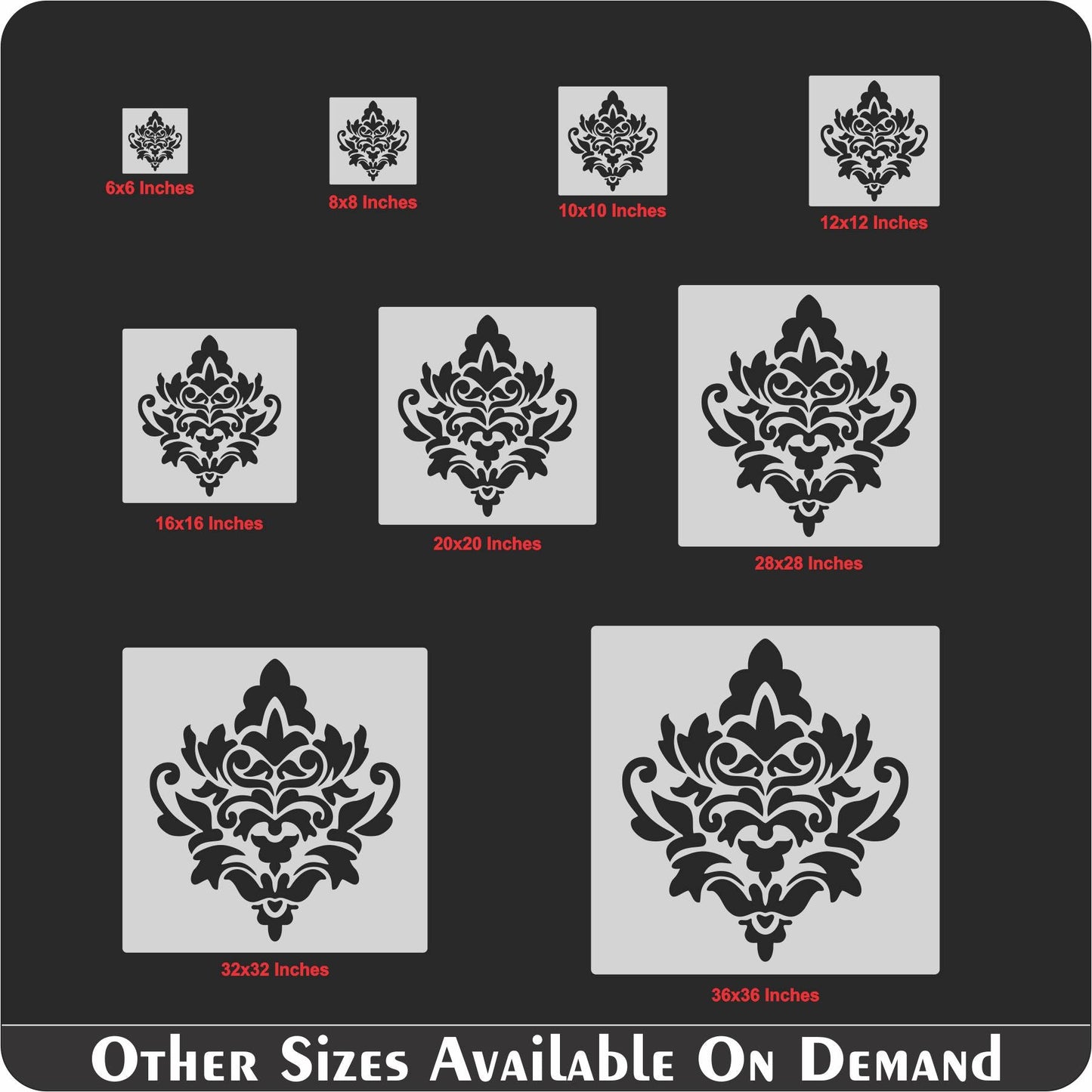 Embellishment Damask Stencil for Painting on Wood, Canvas, Paper, Fabric, Floor, Wall. ID #532