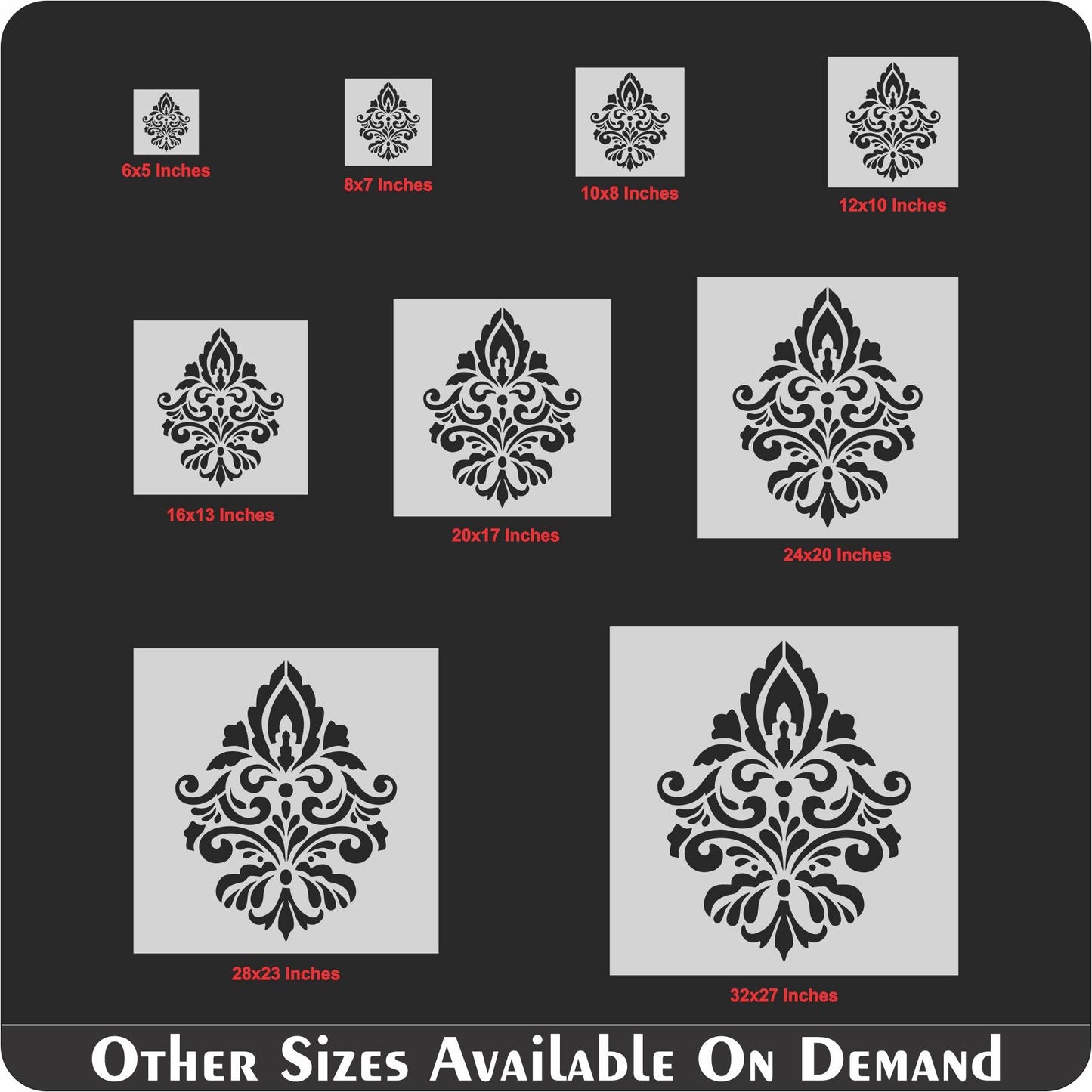 Elegant Damask 2 for Painting on Wood, Canvas, Paper, Fabric, Floor, Wall. ID #535