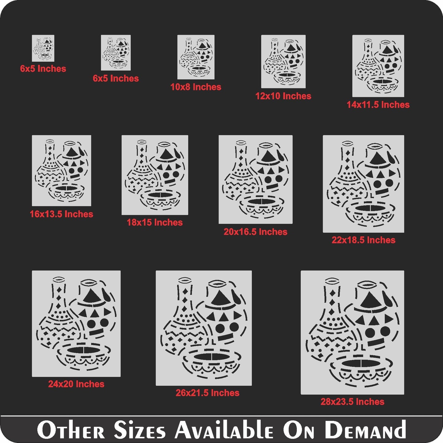 Tribal Pottery Stencil for Walls, Fabric & Furniture – Traditional Clay Vessel Design – ID#586