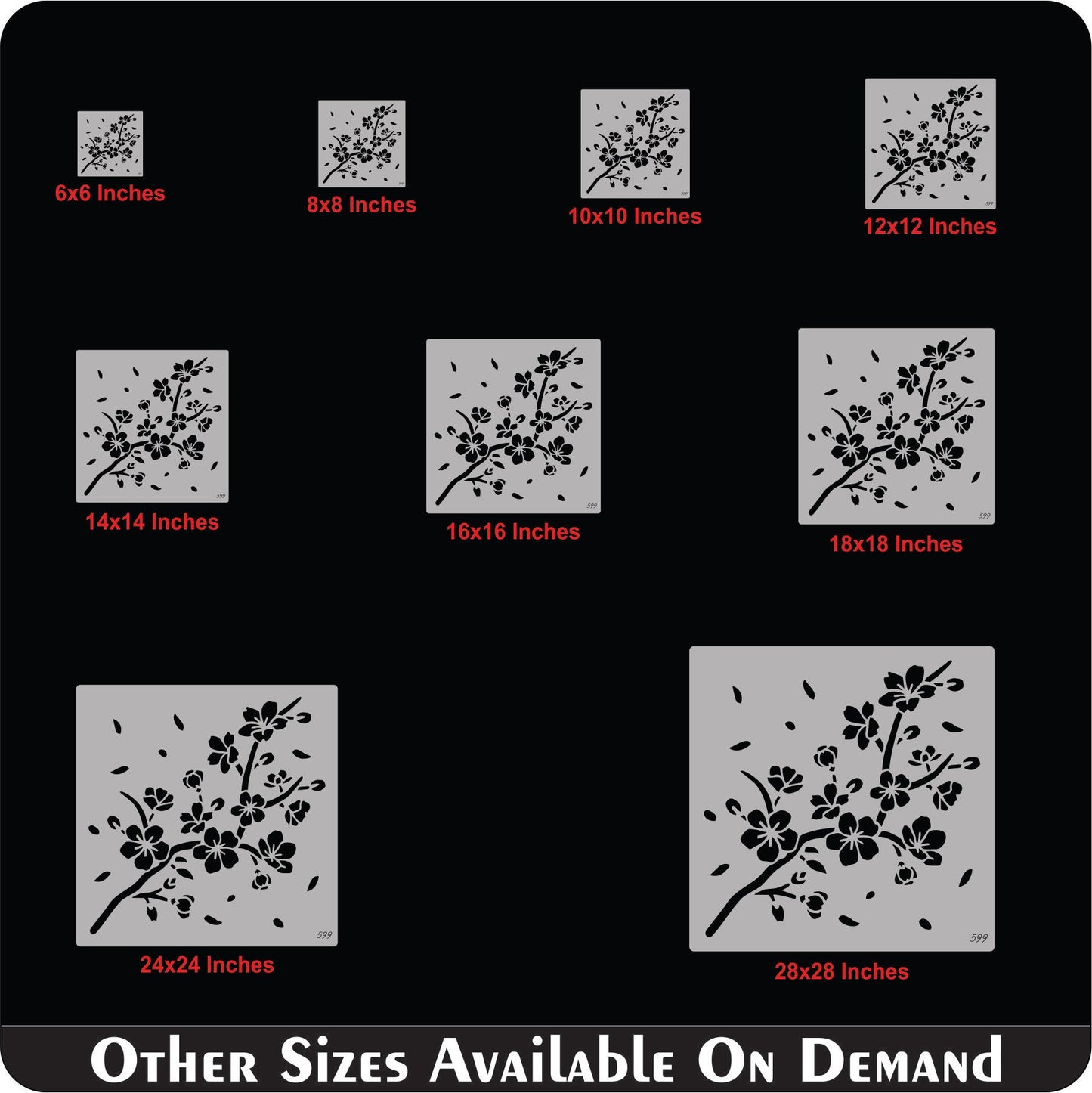 Cherry Blossom Branch Stencil for Walls, Furniture & Fabric – Japanese Floral Design – ID#599
