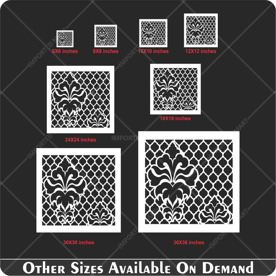 Royal Floral Damask Pattern Stencil for Wall, Wood & Floor Décor – Classic Moroccan Touch – ID# 634