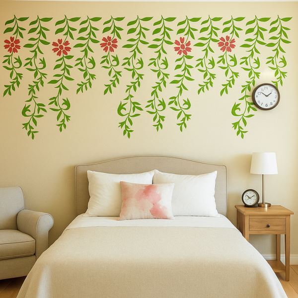 Hanging Floral Vines with Leaf Stencil – Botanical Wall Art Design ID#656 – ID# 172