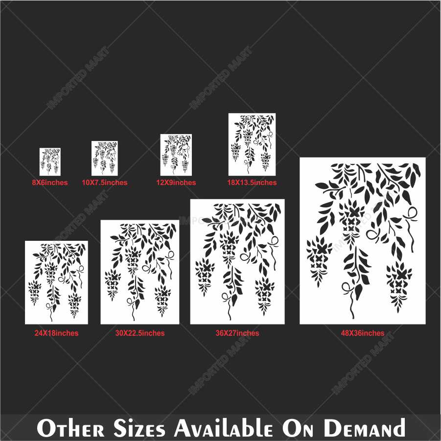 Trailing Vine Flower Stencil for Wall & Furniture Painting – Hanging Botanical Design – ID# 690