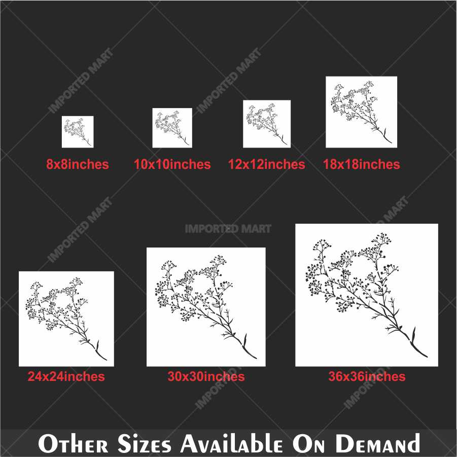 Delicate Branch Blossom Stencil for Wall, Wood & Fabric Art – Botanical Spray Design – ID# 135