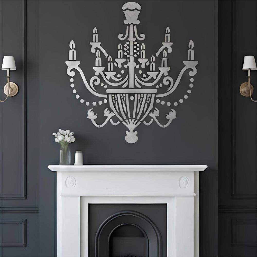 Vintage Chandelier Stencil for Wall, Furniture & Fabric Art – Classic Royal Lighting Design – ID# 701