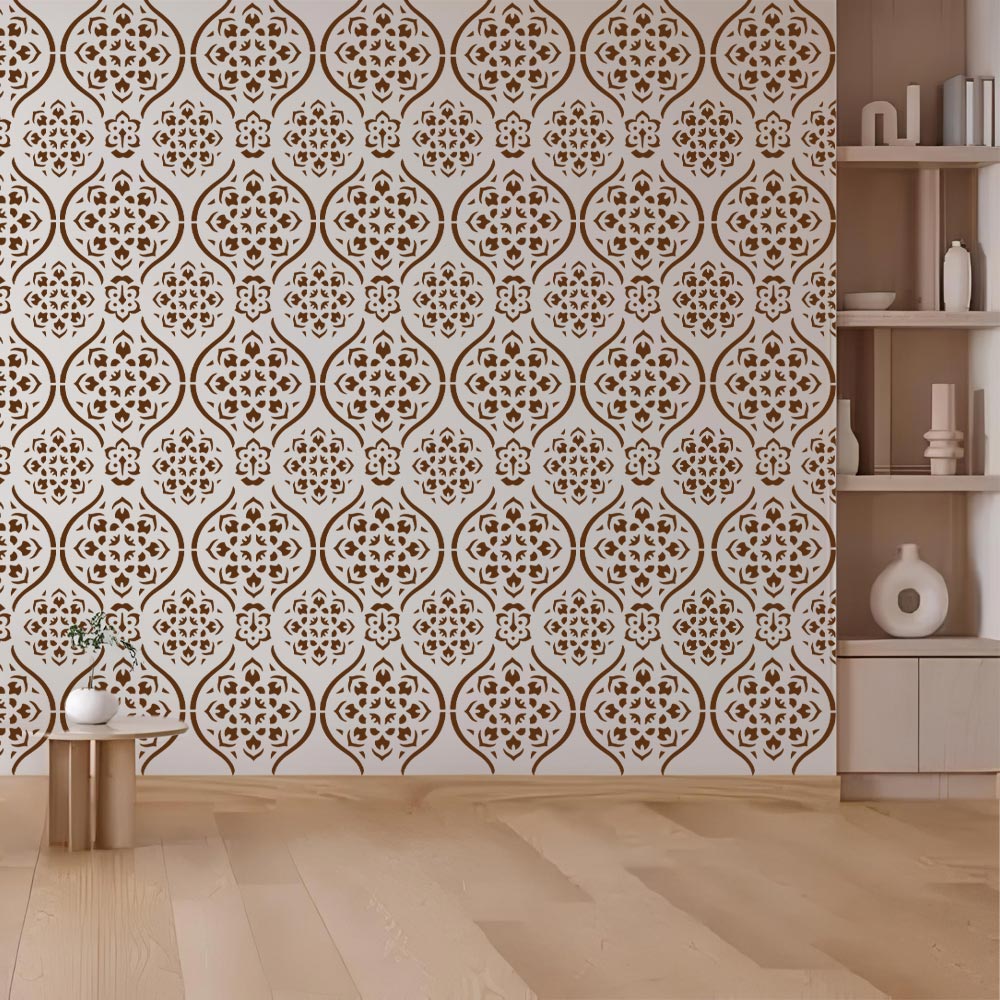 Arabesque Pattern Stencil for Wall, Furniture & Tile Art – Moroccan Geometric Design – ID# 723
