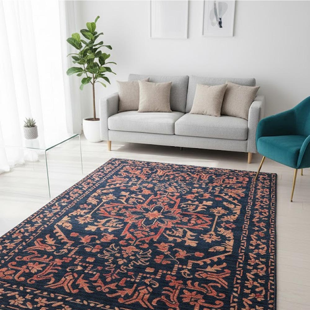 Traditional Symmetry Carpet Pattern Stencil for Wall, Floor & Tile Painting – Vintage Rug Design – ID# 744