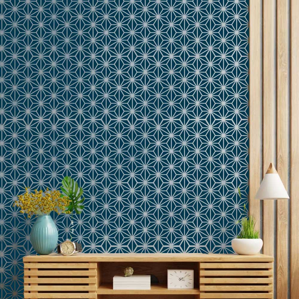 Asanoha Pattern Stencil for Wall, Floor & Furniture – Japanese Geometric Hemp Leaf Design – ID# 769