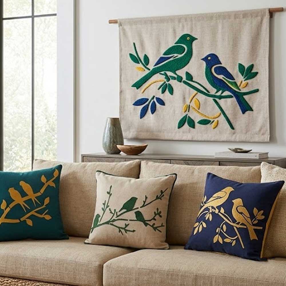Decorative Birds Branch Pack of 3 Stencil for Wall, Wood, Furniture & Fabric Art – Nature Bird Design Bundle – ID# 771
