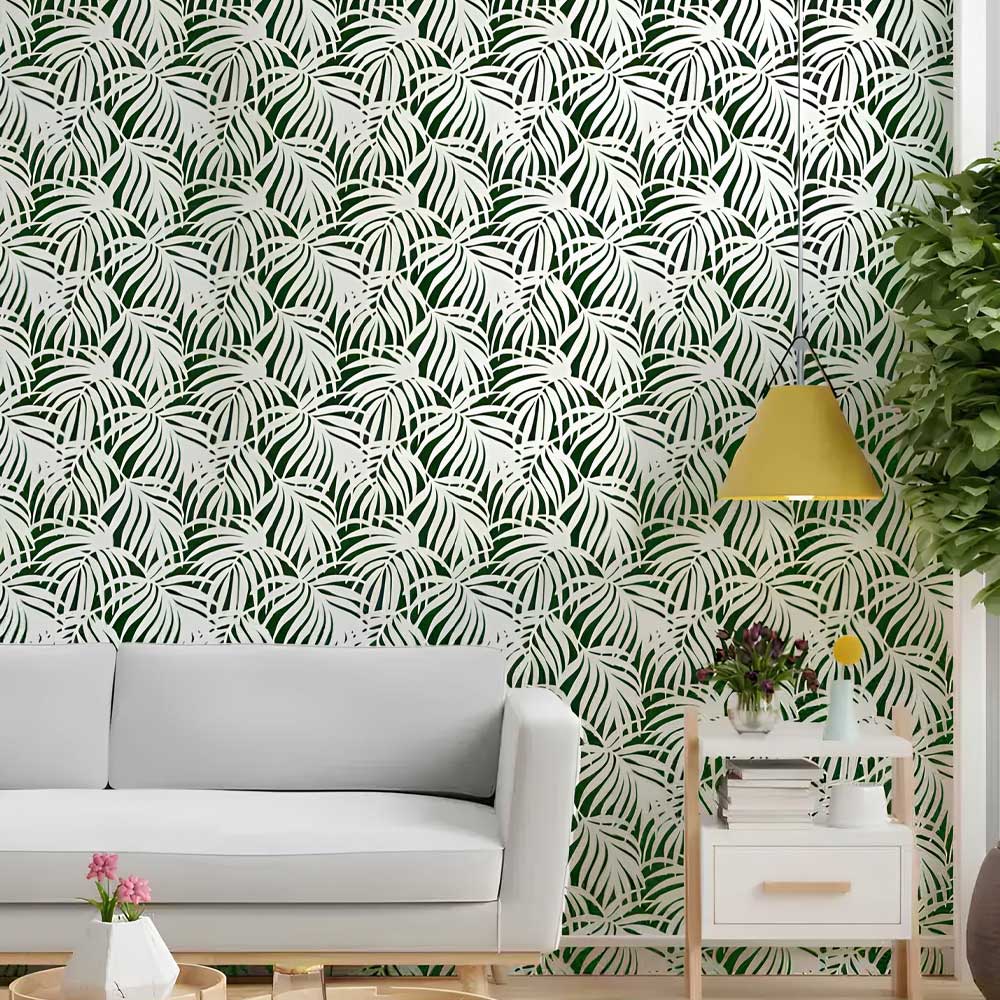 Kayra Decor Palms Stencil for Walls, Furniture & Fabric Art – Tropical Leaf Pattern Design – ID# 20