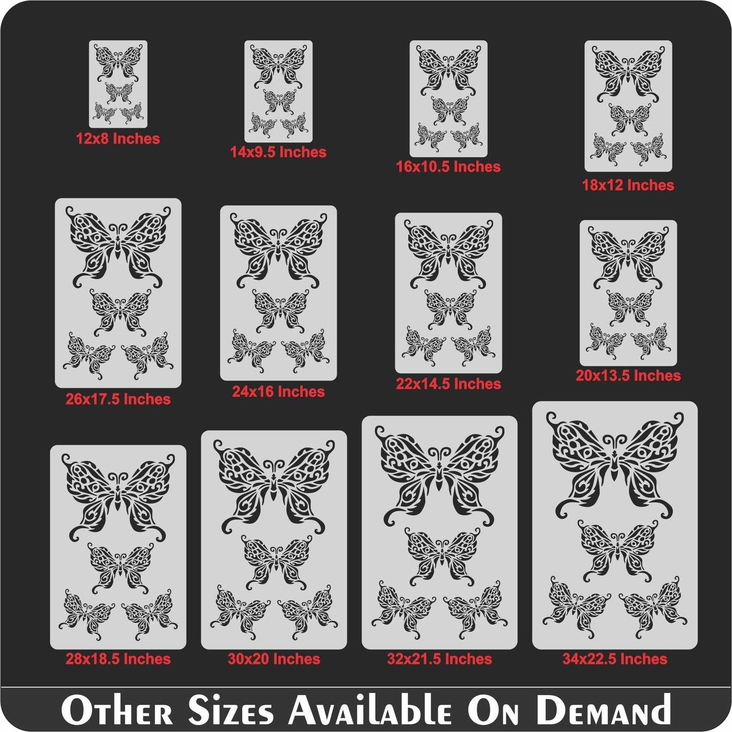 Butterflies Reusable Stencil for Canvas and wall painting.ID#93
