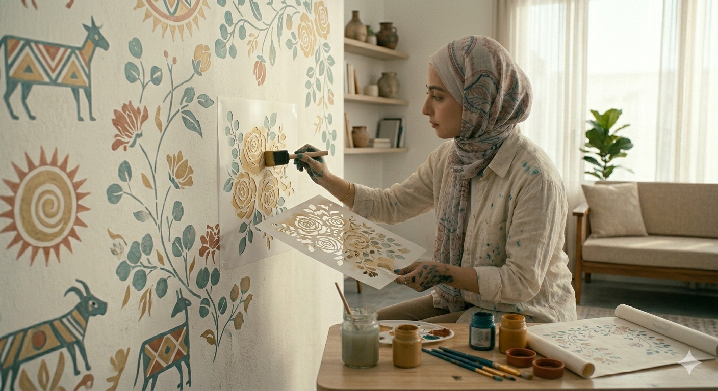 floral and motif stencil designs perfect for wall decoration, furniture painting, and DIY art projects