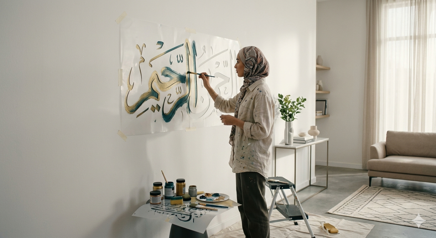 Arabic calligraphy stencil designs for wall decoration and canvas art.