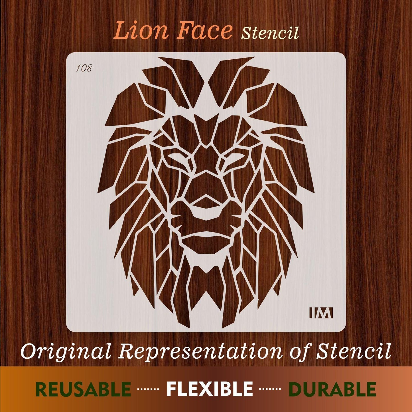 Lion Reusable Stencil for Canvas and wall painting.ID#108