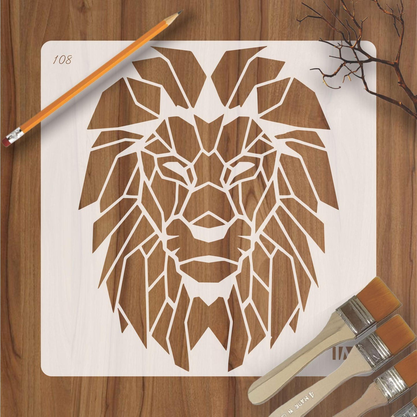 Lion Reusable Stencil for Canvas and wall painting.ID#108
