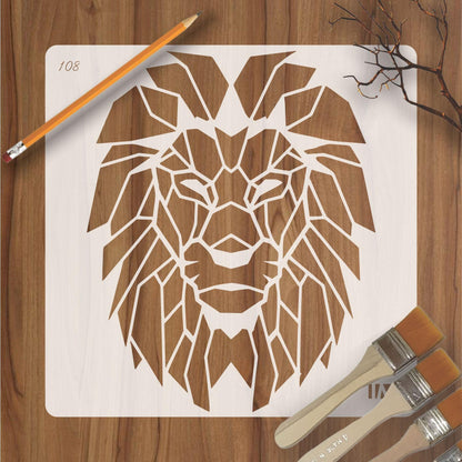 Lion Reusable Stencil for Canvas and wall painting.ID#108