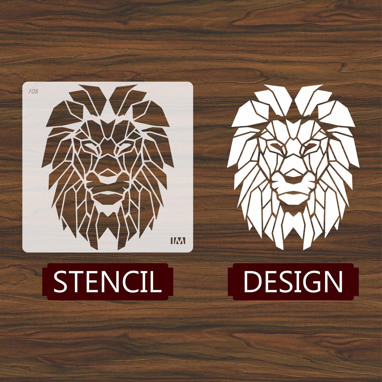 Lion Reusable Stencil for Canvas and wall painting.ID#108