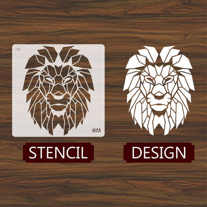 Lion Reusable Stencil for Canvas and wall painting.ID#108