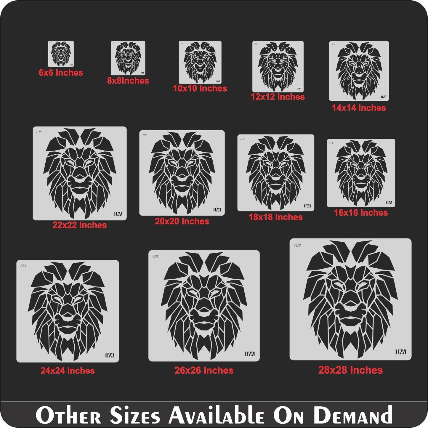 Lion Reusable Stencil for Canvas and wall painting.ID#108