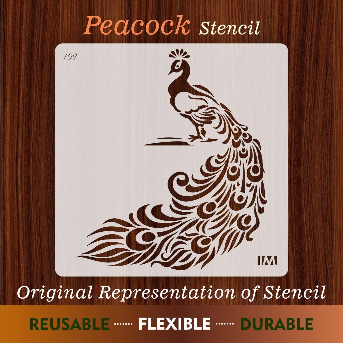 Peacock Reusable Stencil for Canvas and wall painting.ID#109
