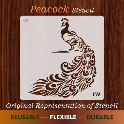 Peacock Reusable Stencil for Canvas and wall painting.ID#109