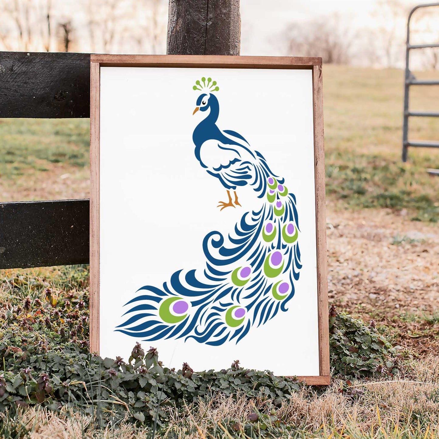 Peacock Reusable Stencil for Canvas and wall painting.ID#109