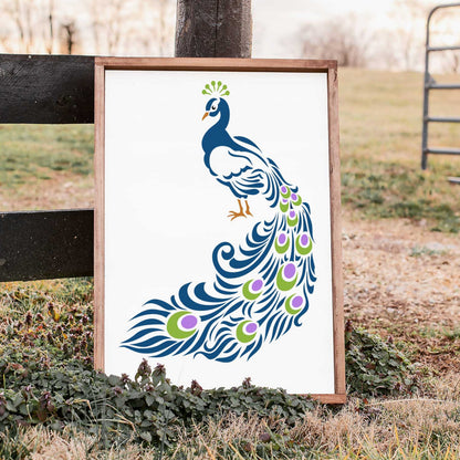 Peacock Reusable Stencil for Canvas and wall painting.ID#109