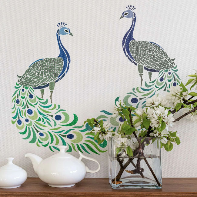 Peacock Reusable Stencil for Canvas and wall painting.ID#109