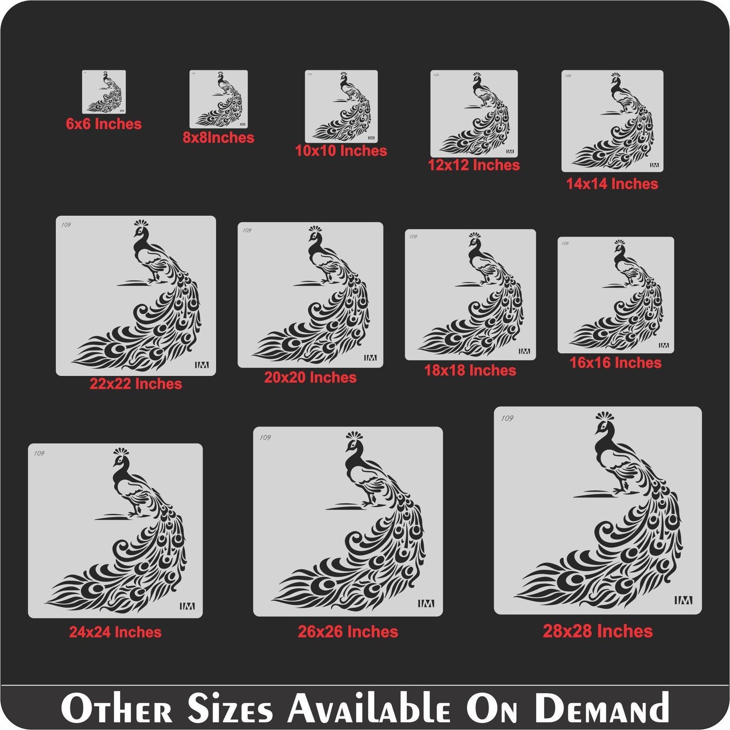 Peacock Reusable Stencil for Canvas and wall painting.ID#109