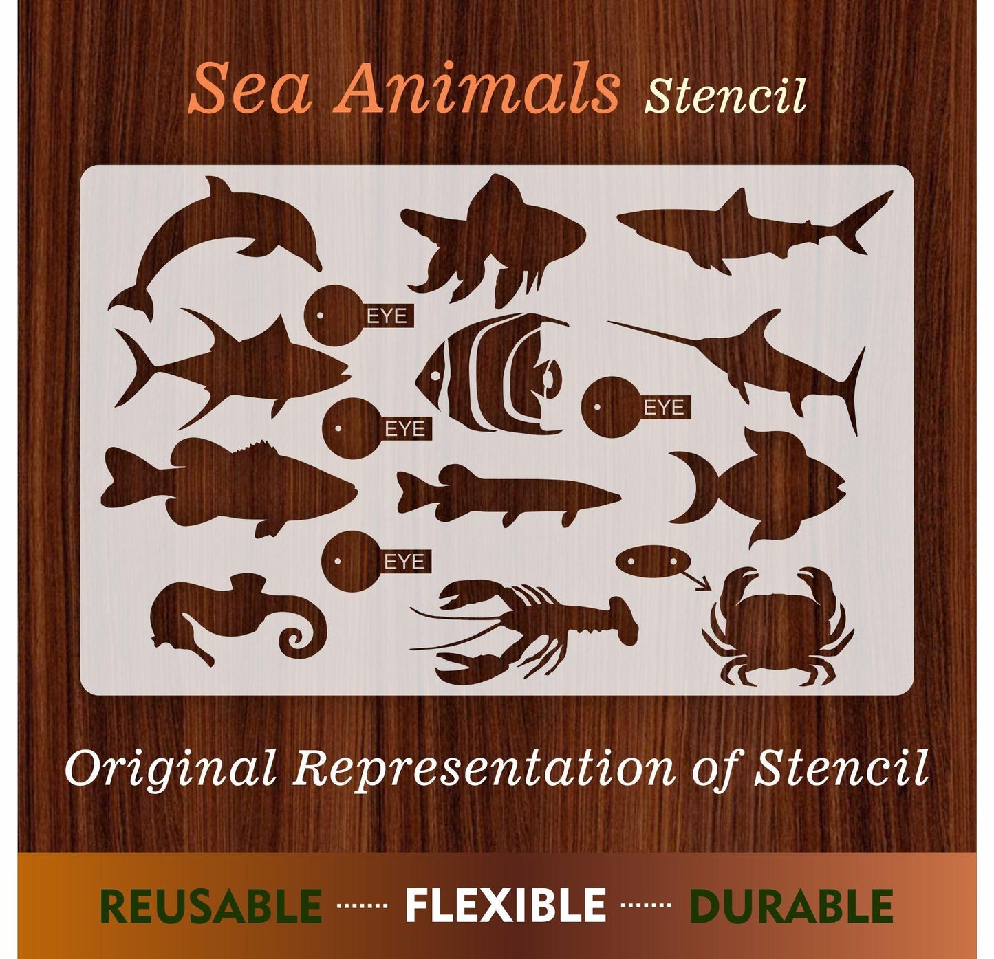 Sea Animals Reusable Stencil For Canvas And Wall Painting.ID#134