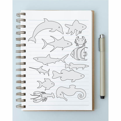 Sea Animals Reusable Stencil For Canvas And Wall Painting.ID#134