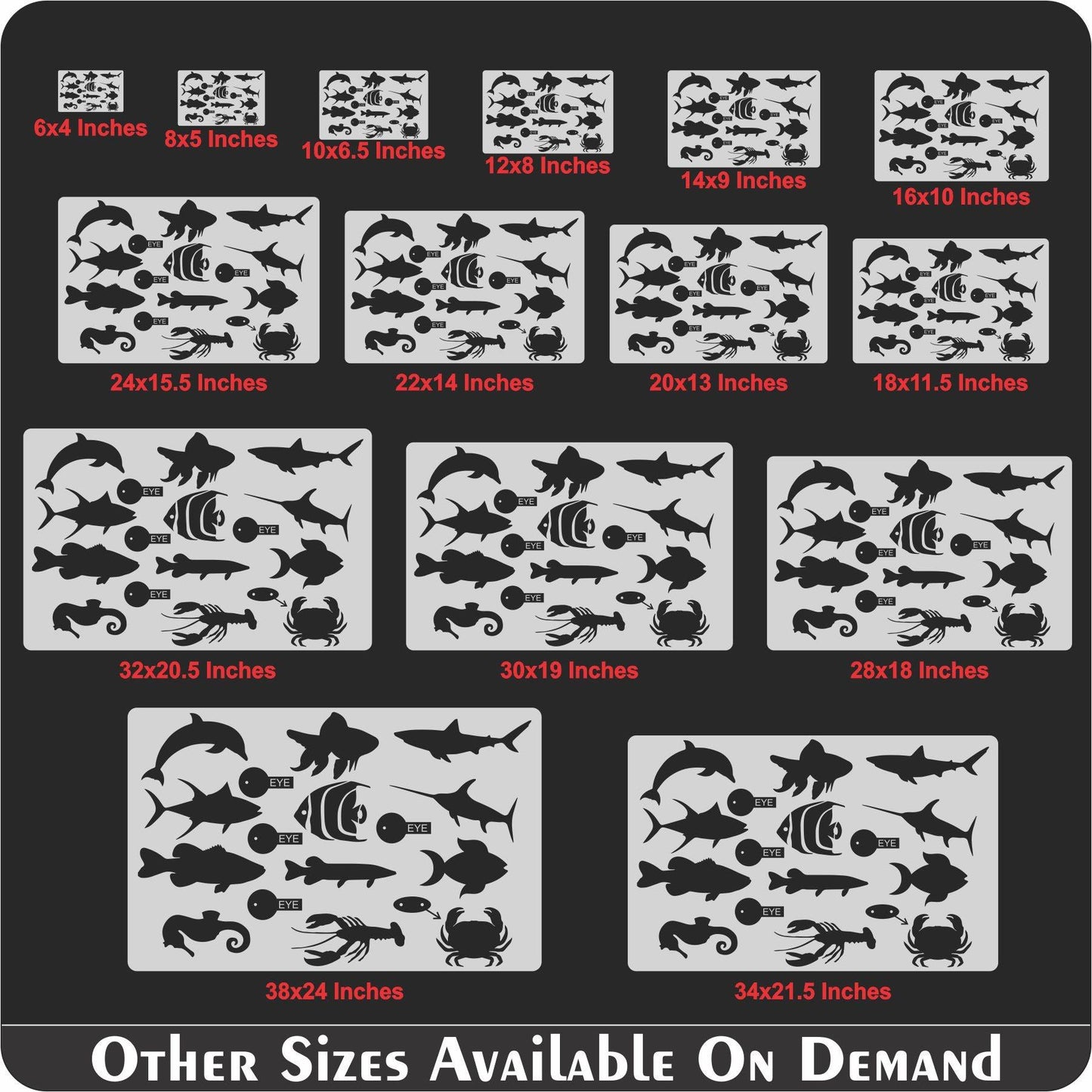 Sea Animals Reusable Stencil For Canvas And Wall Painting.ID#134