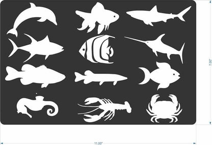 Sea Animals Reusable Stencil For Canvas And Wall Painting.ID#134