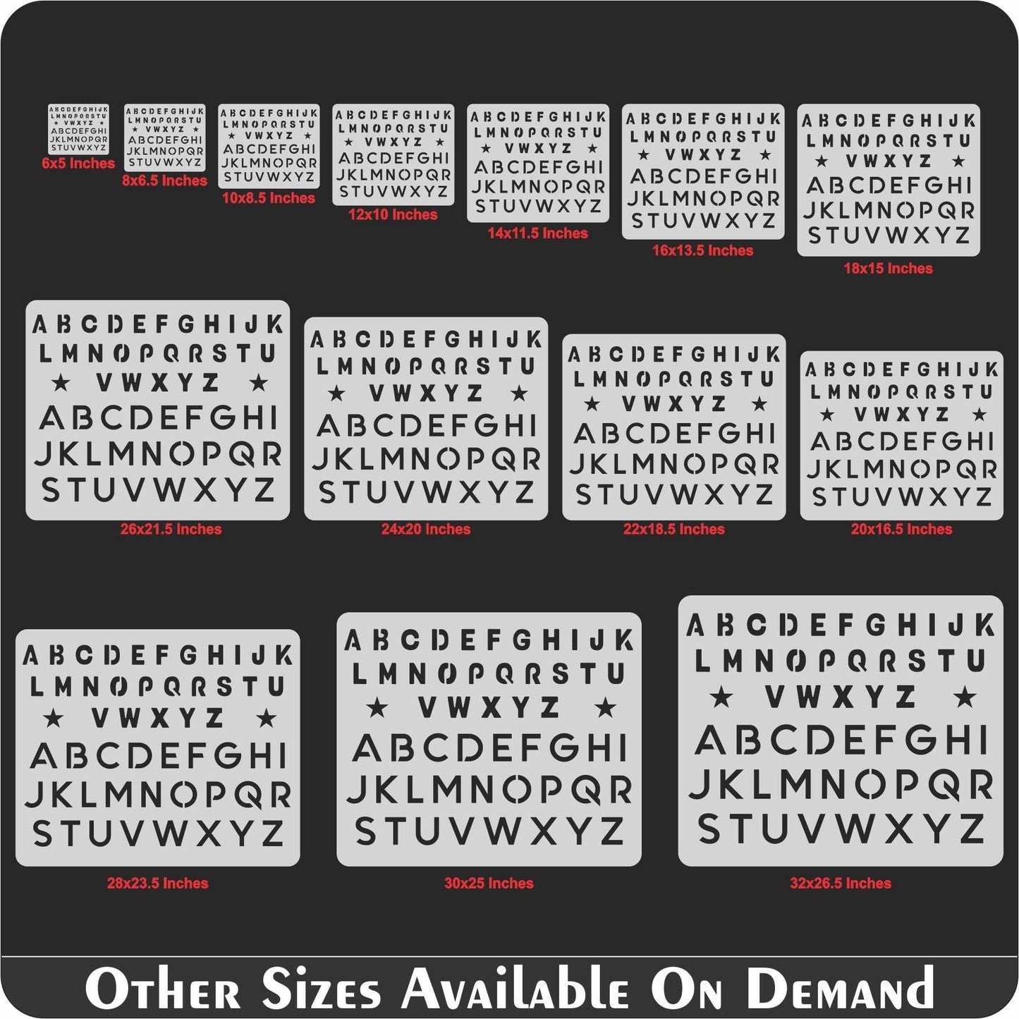 English Alphabets Reusable Stencil For Canvas And Wall Painting.ID#141