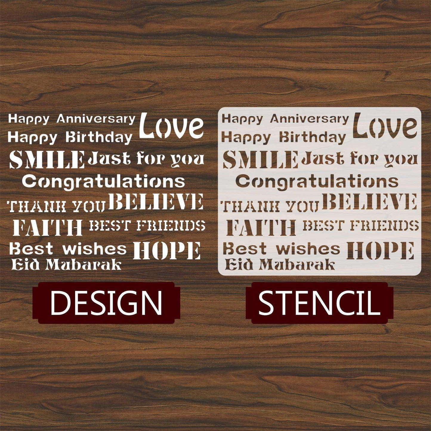 Mixx Wishes Words Reusable Stencil For Canvas And Wall Painting.ID#142