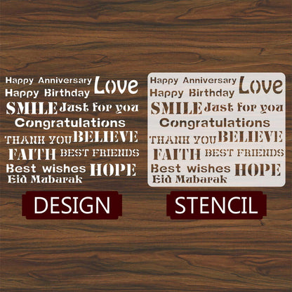 Mixx Wishes Words Reusable Stencil For Canvas And Wall Painting.ID#142